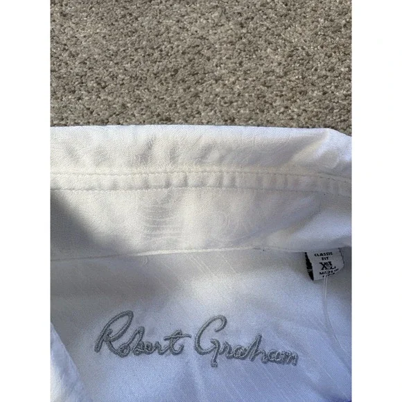 New Robert Graham XL Waycross Paisley Print Long Sleeve Shirt Classic Fit White - Picture 4 of 9